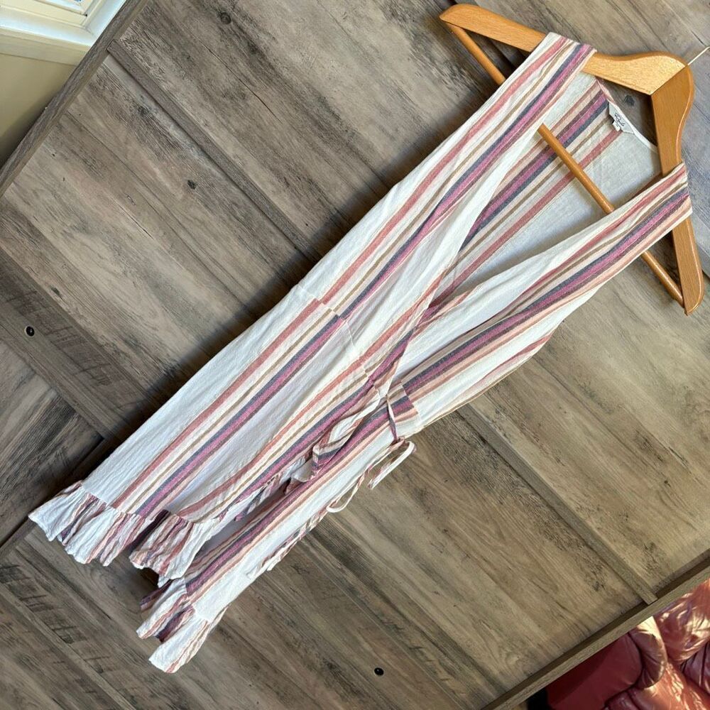 Rails Wrap Dress XS Madison Jewel Stripe Linen Luxury Coastal Artsy Preppy Retro - Picture 11 of 13